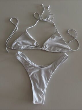 White Fox Boutique White Triangle String Bikini